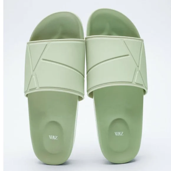 NWT ZARA LOW HEEL SANDALS MINT GREEN - Picture 5 of 8